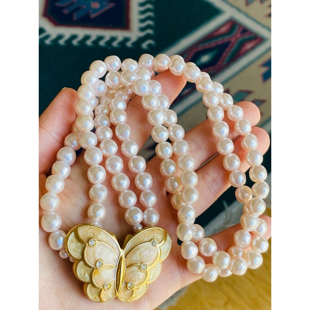 Kenneth Jay Lane for Avon pearl and butterfly necklace
